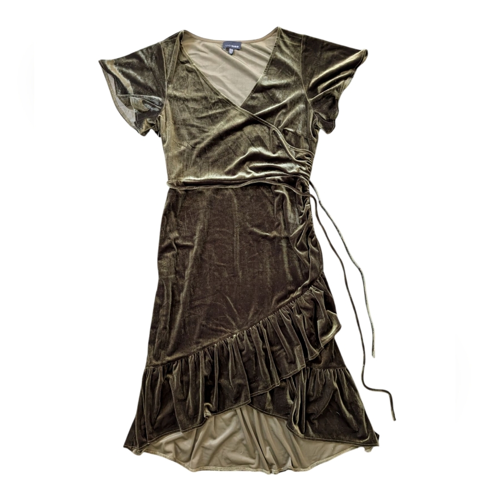 Lucy Paris Wrap Dress in Olive Green